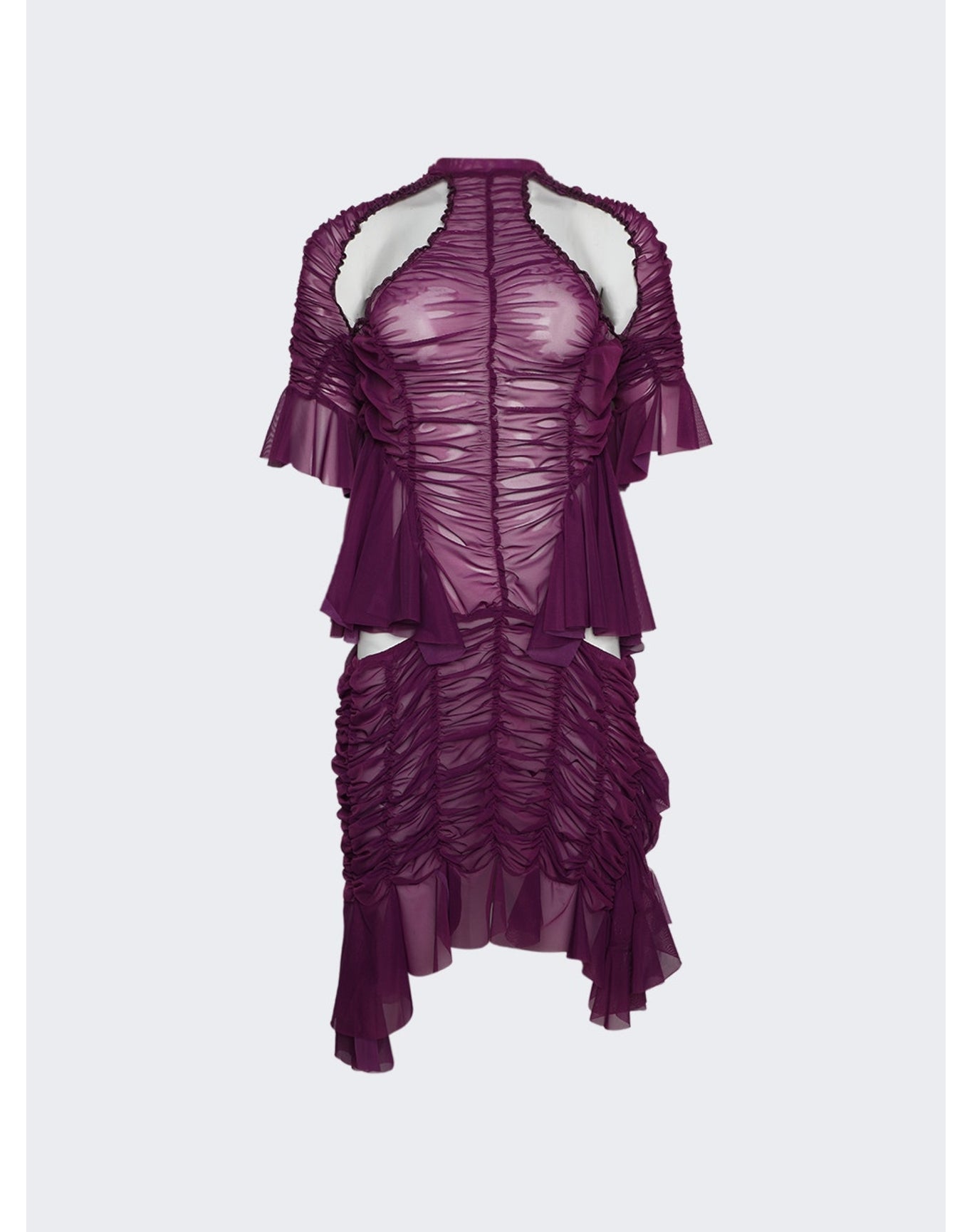 Ester Manas | Women | Mini Ruched Cut Out Dress | Burgundy