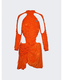 Ester Manas | Women | Short Ruched Cut Out Dress | Orange