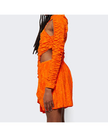 Ester Manas | Women | Short Ruched Cut Out Dress | Orange