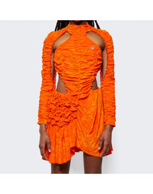 Ester Manas | Women | Short Ruched Cut Out Dress | Orange