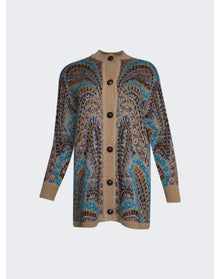Etro | Women | Girocollio Knit Cardigan | Brown x Blue