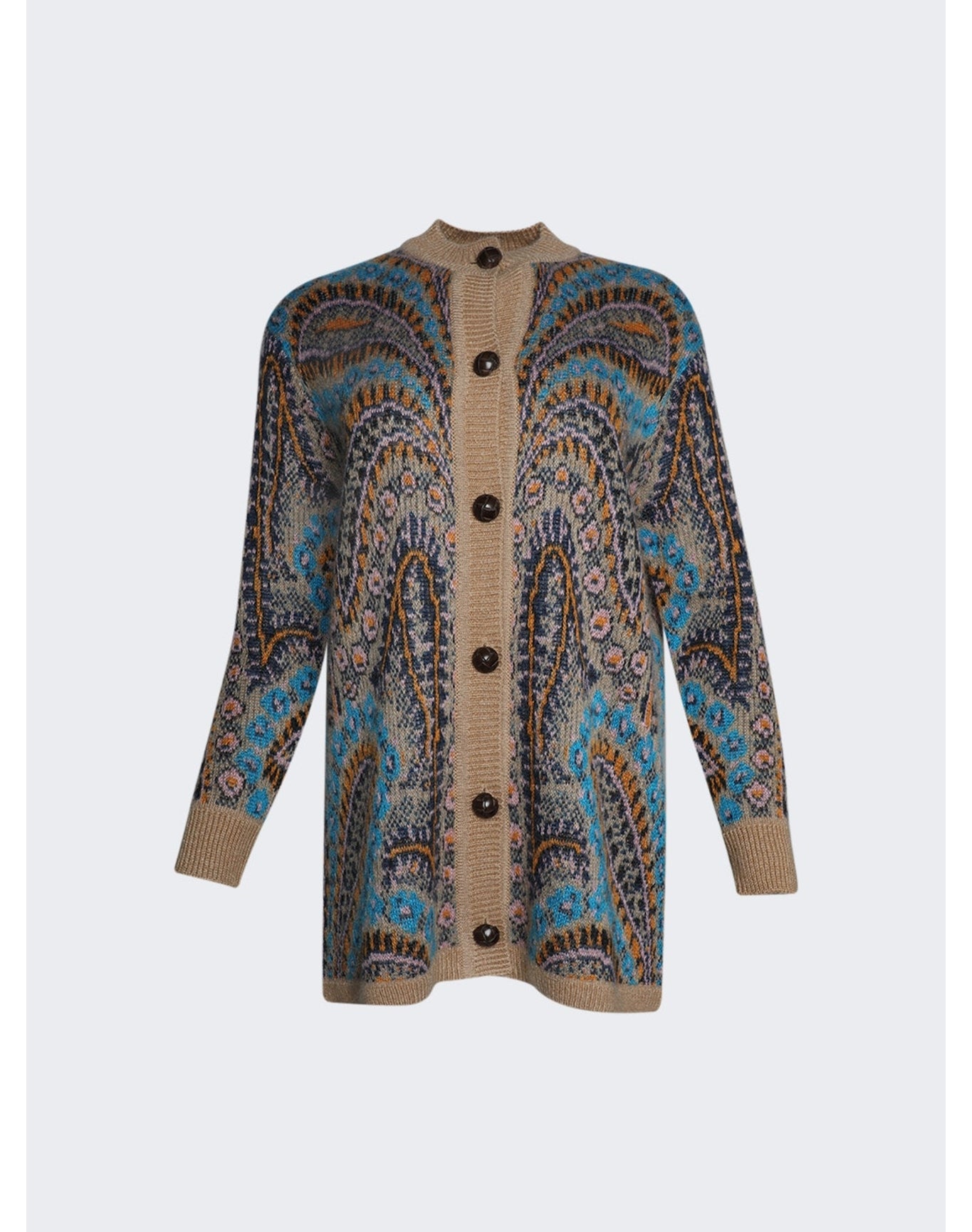 Etro | Women | Girocollio Knit Cardigan | Brown x Blue