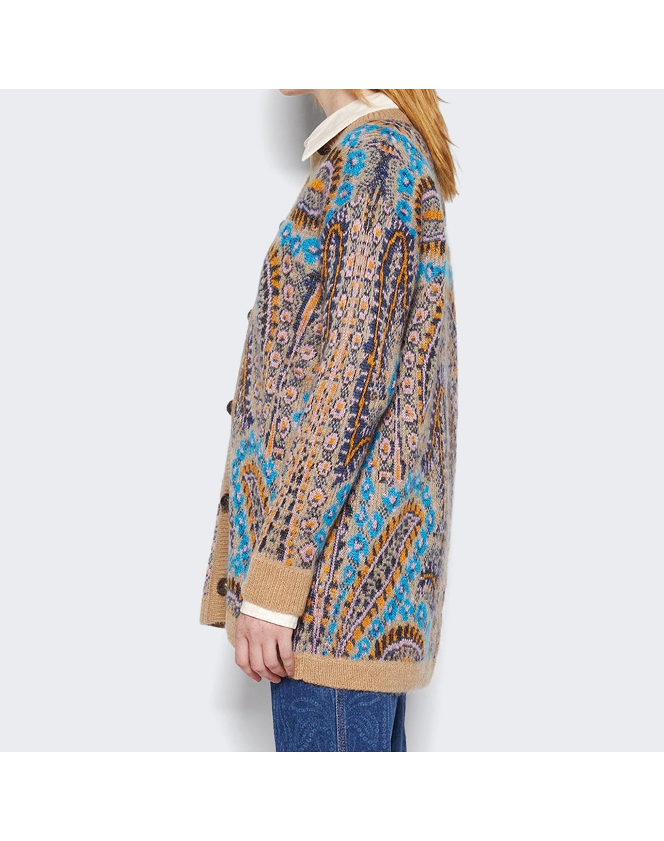 Etro | Women | Girocollio Knit Cardigan | Brown x Blue