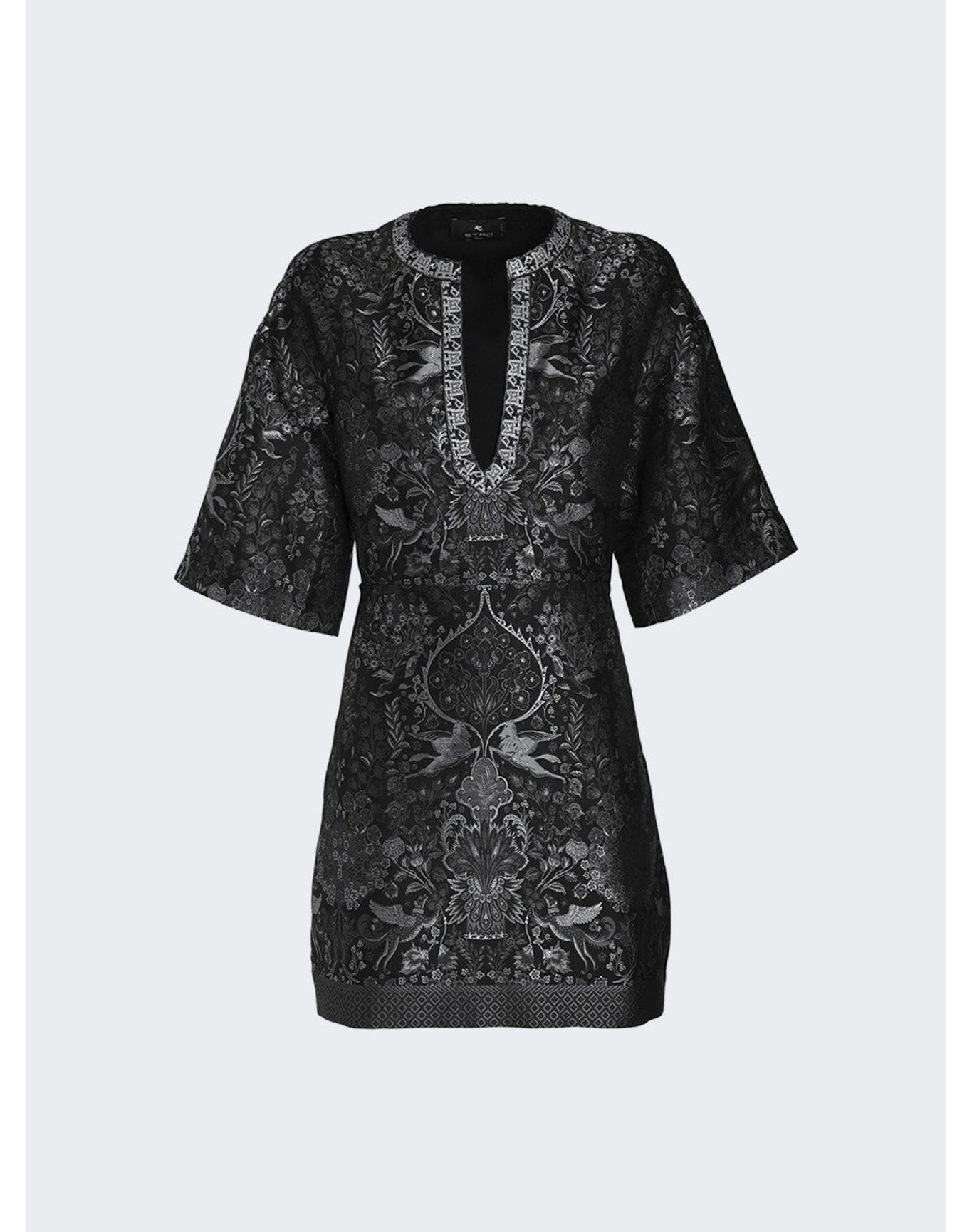 Etro | Women | Jacquard Dress With Mythological Floral Designs | Nero Black