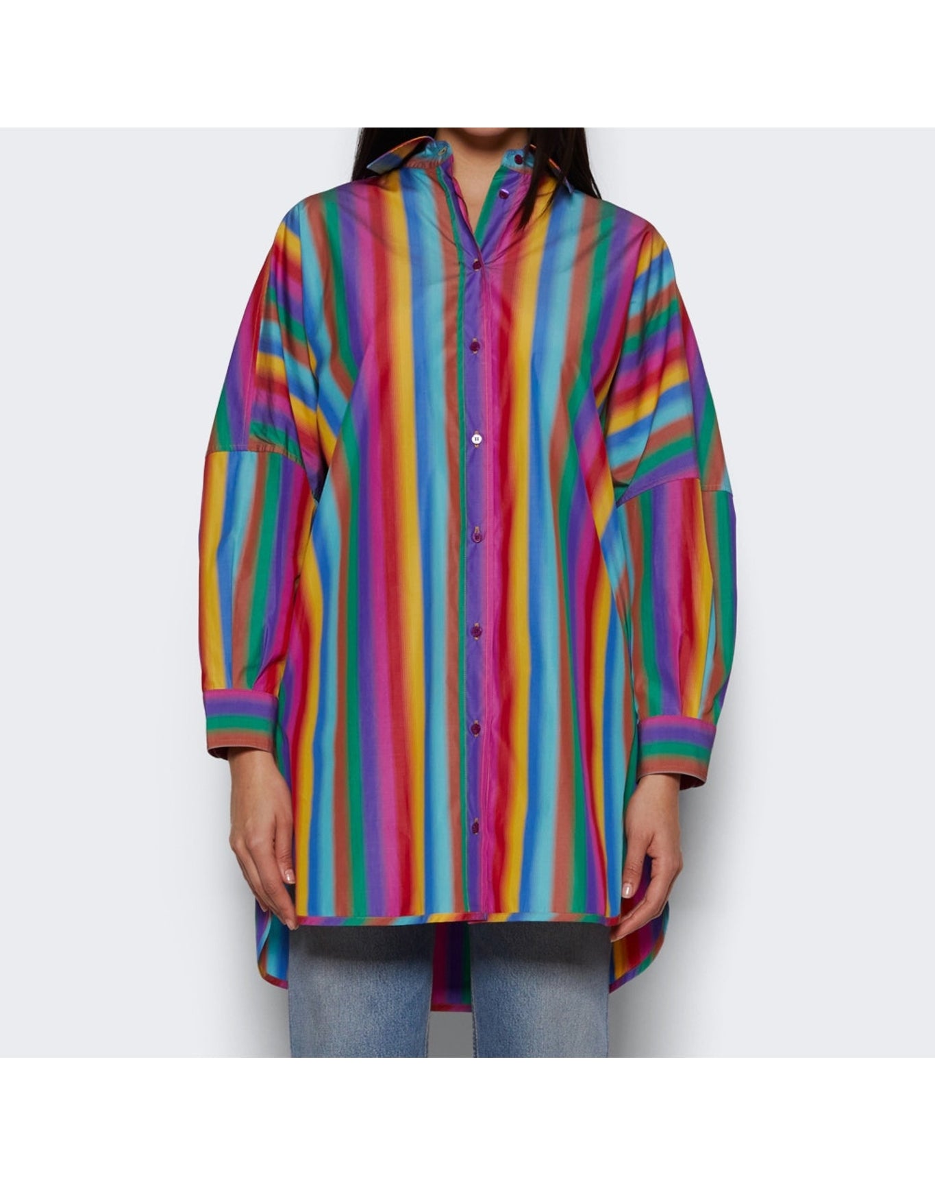 Etro | Women | Oversized Classic Shirt | Rainbow Stripe