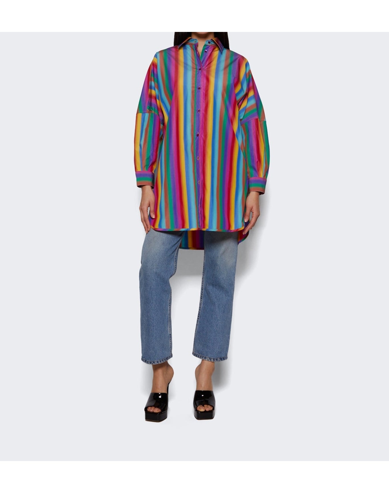 Etro | Women | Oversized Classic Shirt | Rainbow Stripe