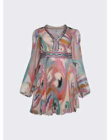 Etro | Women | Pleated Long Sleeve Mini Dress | Butterfly Wing Print