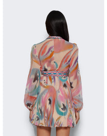 Etro | Women | Pleated Long Sleeve Mini Dress | Butterfly Wing Print