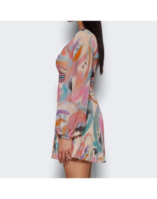Etro | Women | Pleated Long Sleeve Mini Dress | Butterfly Wing Print