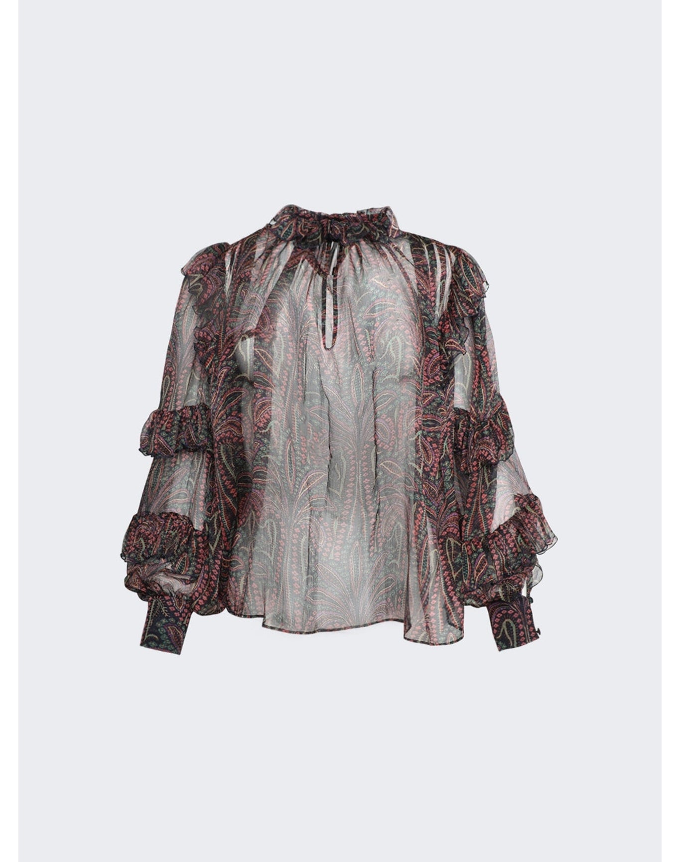 Etro | Women | Ruffled Paisley Silk Blouse | Multicolor