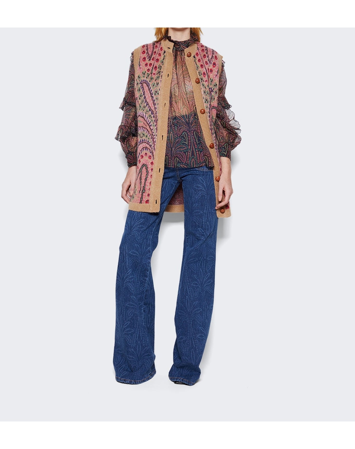 Etro | Women | Ruffled Paisley Silk Blouse | Multicolor