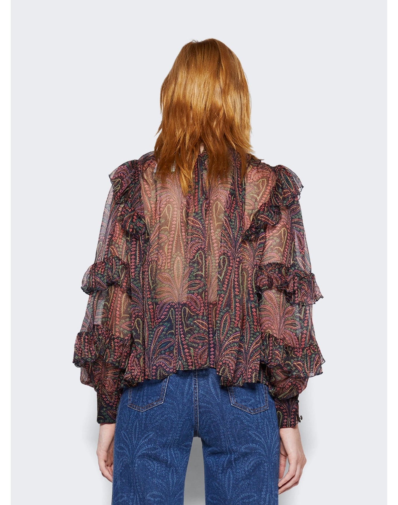 Etro | Women | Ruffled Paisley Silk Blouse | Multicolor