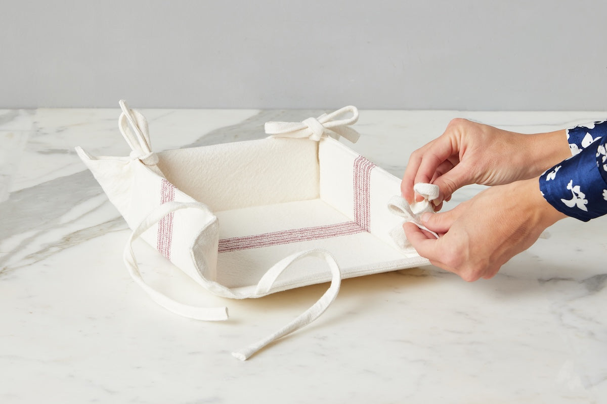 Napkin Tray | Vintage Merlot Red Stripe