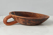 Vintage Wood Bowl with Carved Handle | Natural