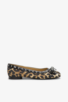 Eyelet Bow Ballerinas | Leopard Print