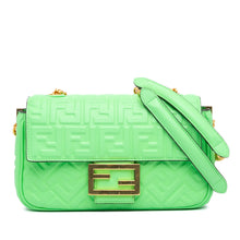 Fendi | Pre-Owned Zucca Embossed Leather Chain Midi Baguette - IV | Green/Light Green