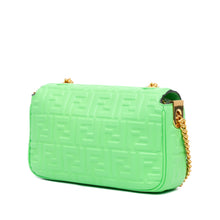 Fendi | Pre-Owned Zucca Embossed Leather Chain Midi Baguette - IV | Green/Light Green