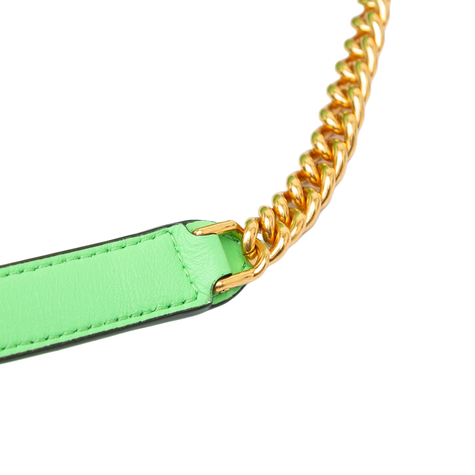 Fendi | Pre-Owned Zucca Embossed Leather Chain Midi Baguette - IV | Green/Light Green