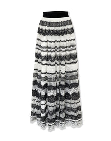 Embroidered Ball Skirt | White x Black