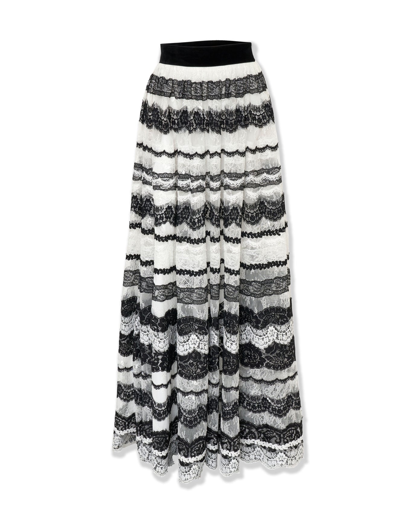 Embroidered Ball Skirt | White x Black