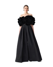 Draped Flower Top | Black
