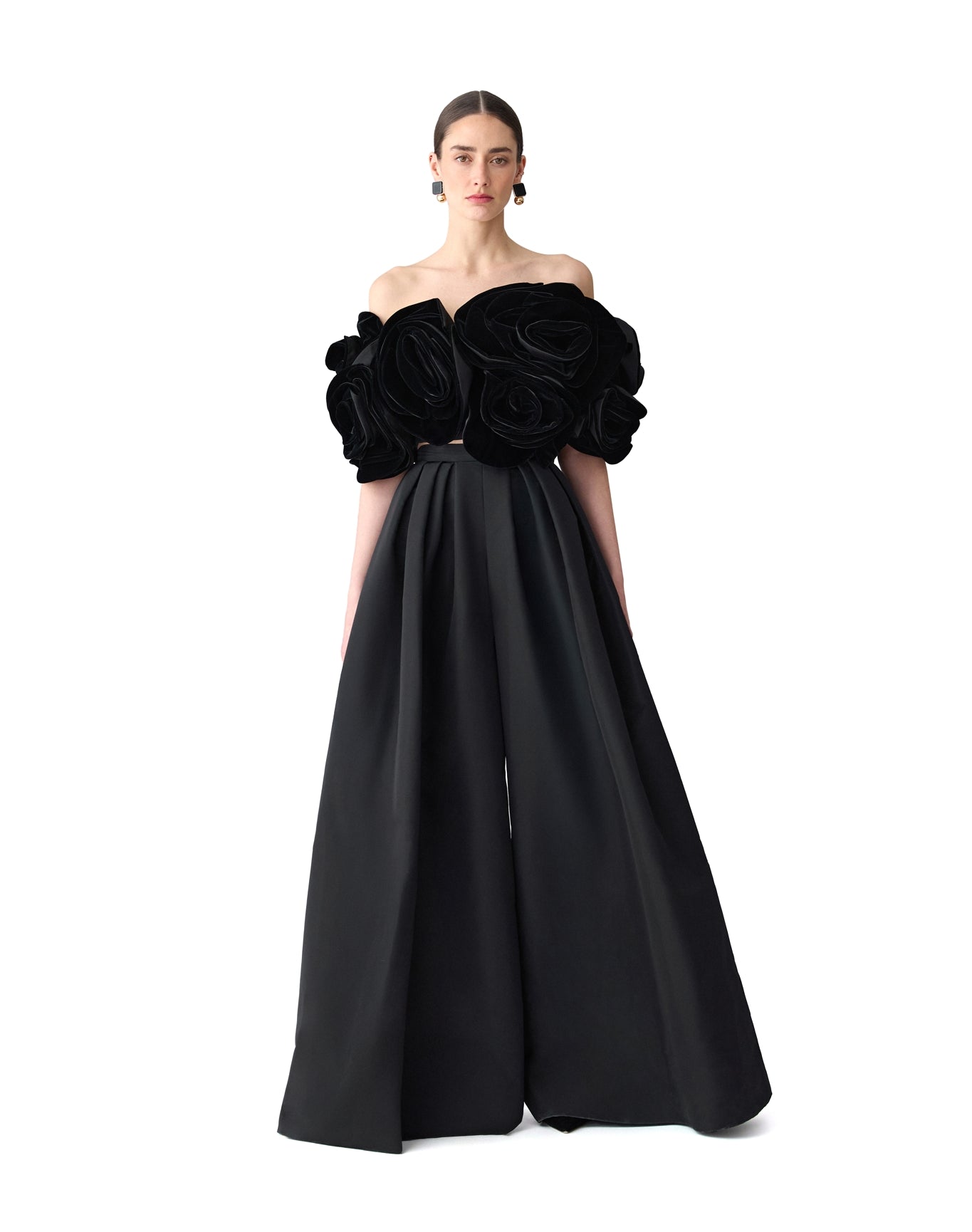 Draped Flower Top | Black