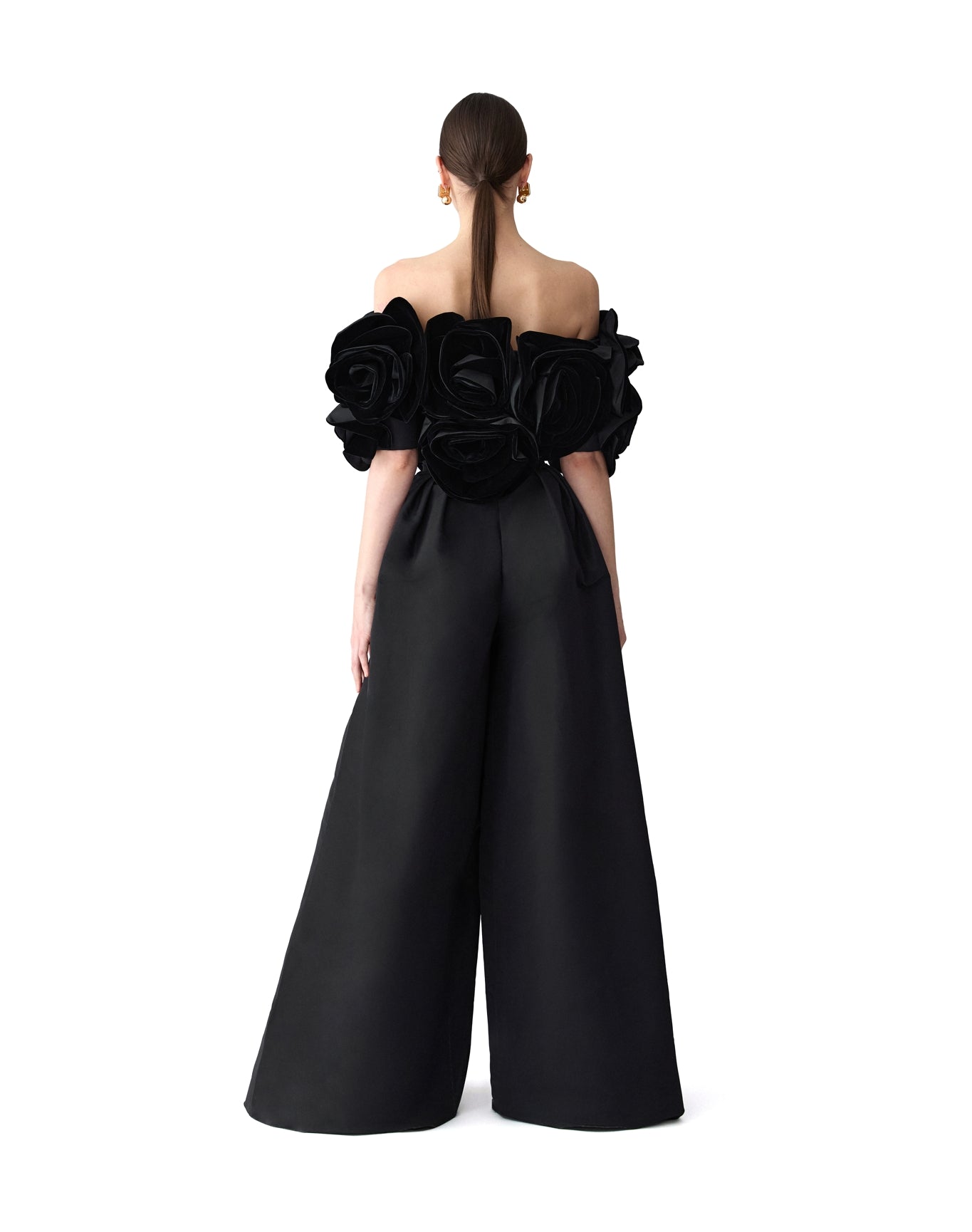 Draped Flower Top | Black