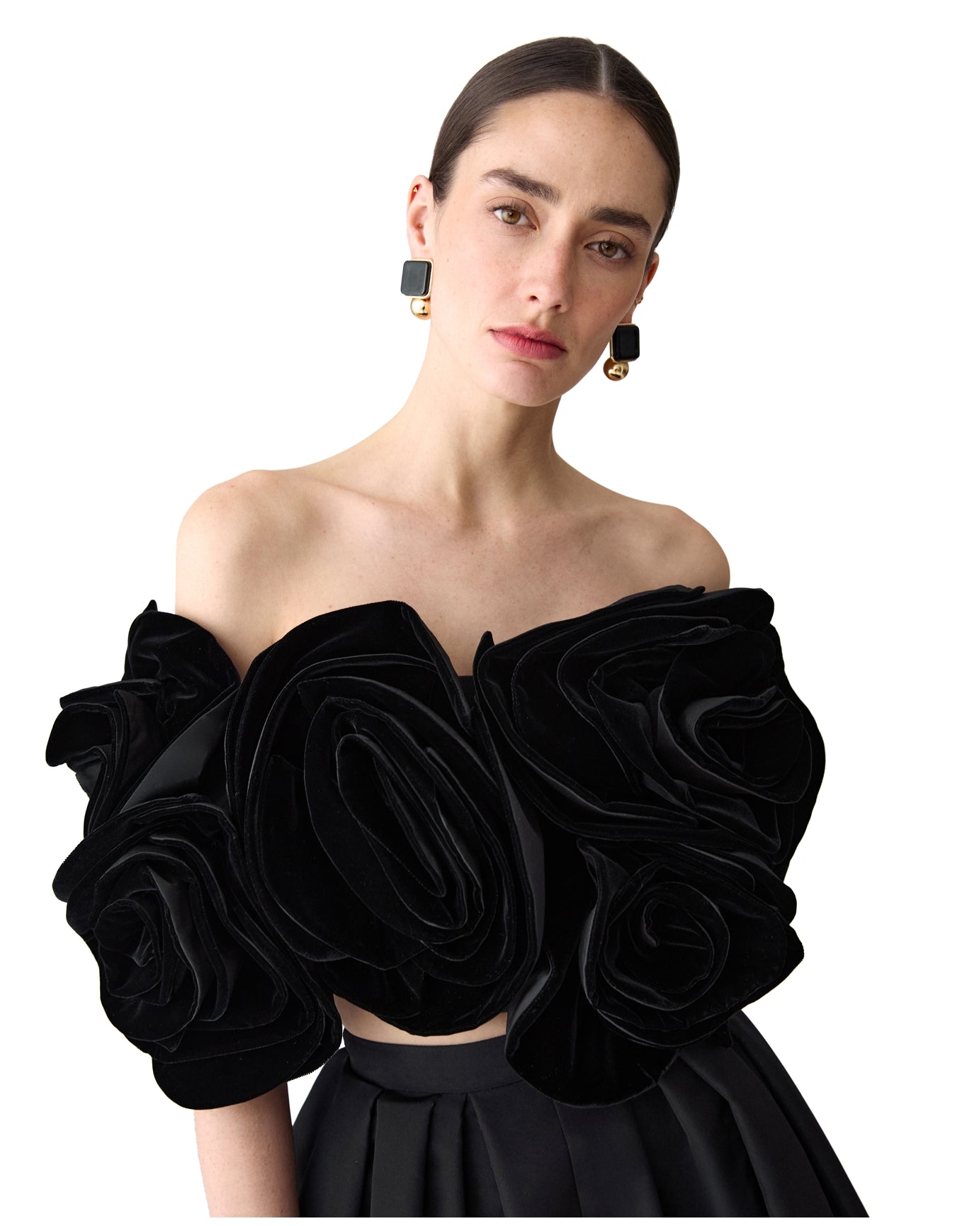 Draped Flower Top | Black