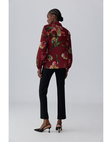 Puff Sleeve Button Down Top | Garnet Multi
