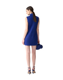 Sleeveless Double Breasted Shift Dress with Collar | Dark Navy