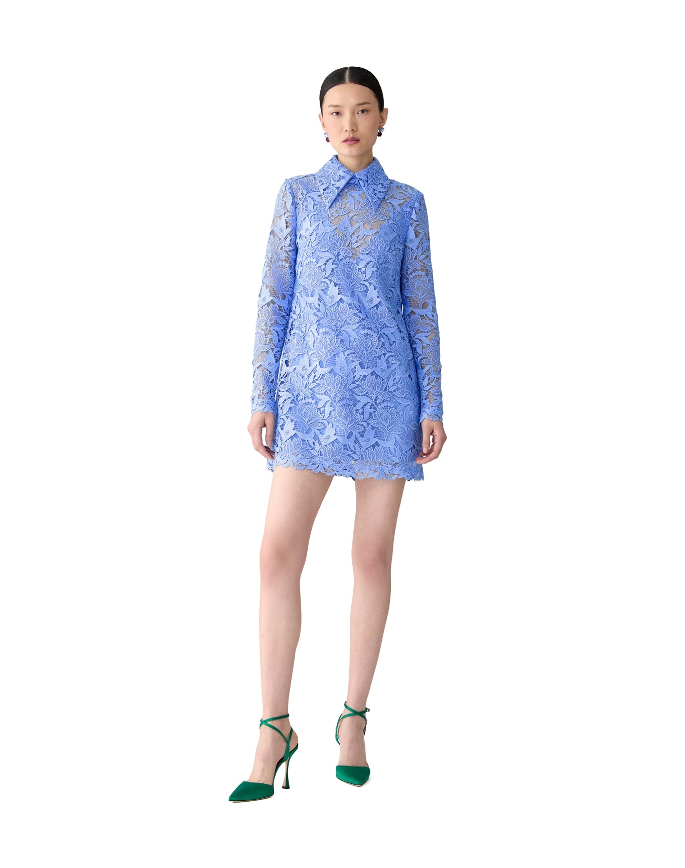Long Sleeve Shift Dress with Collar | Cornflower