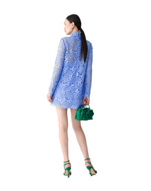 Long Sleeve Shift Dress with Collar | Cornflower