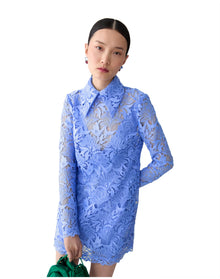 Long Sleeve Shift Dress with Collar | Cornflower