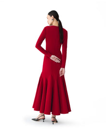 Long Sleeve Crewneck Midi Dress | Garnet