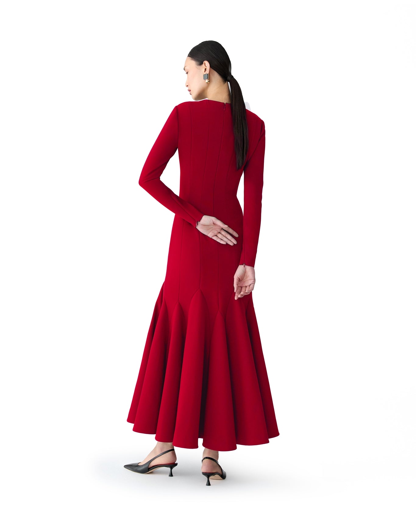 Long Sleeve Crewneck Midi Dress | Garnet