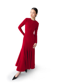 Long Sleeve Crewneck Midi Dress | Garnet