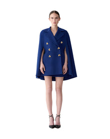 Double Breasted Cape | Dark Navy
