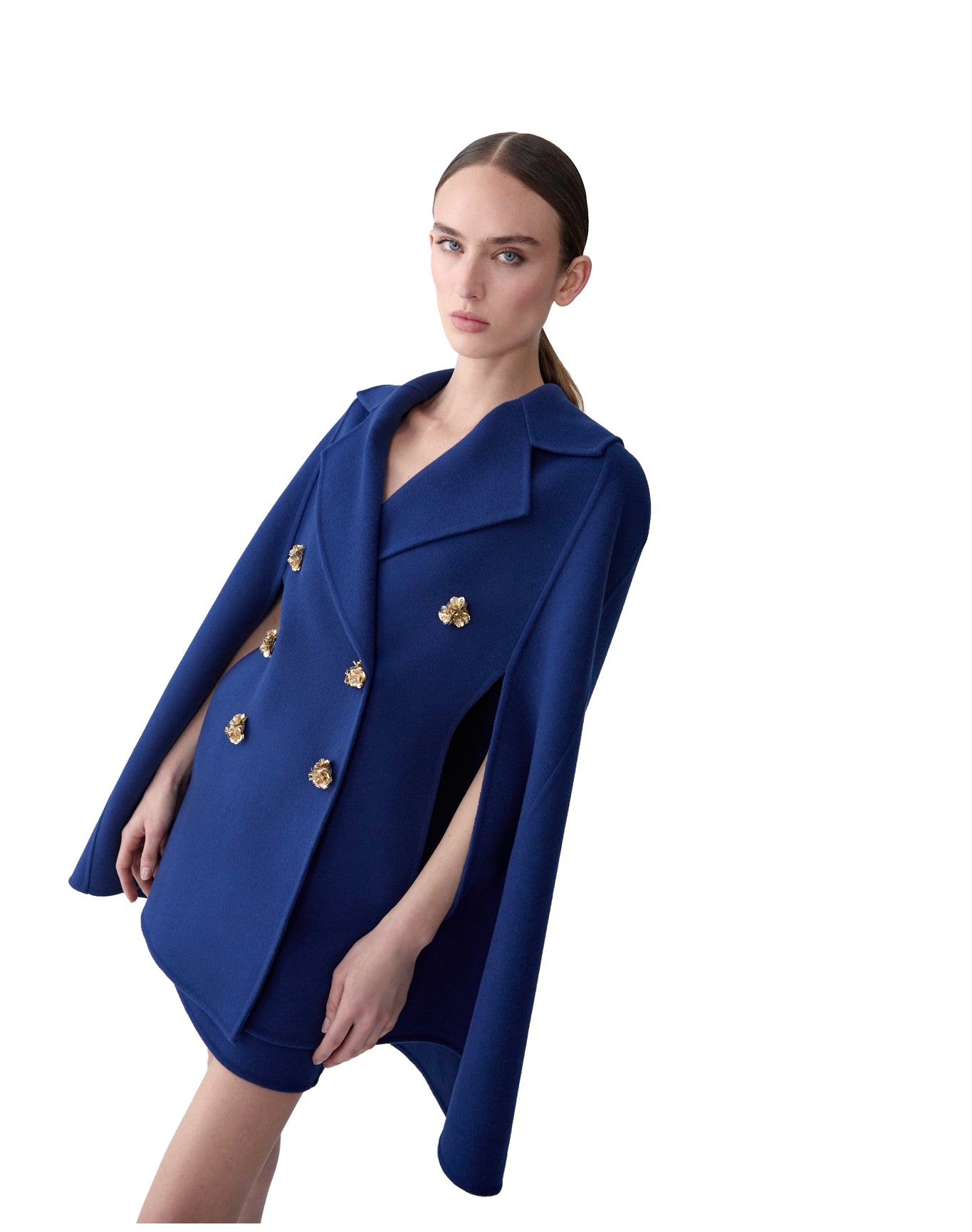 Double Breasted Cape | Dark Navy