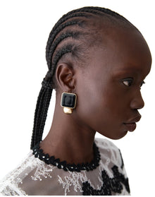 Resin Arty Stud Earrings | Black Multi