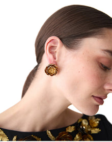 Metal Multi Petals Flower Earrings | Gold