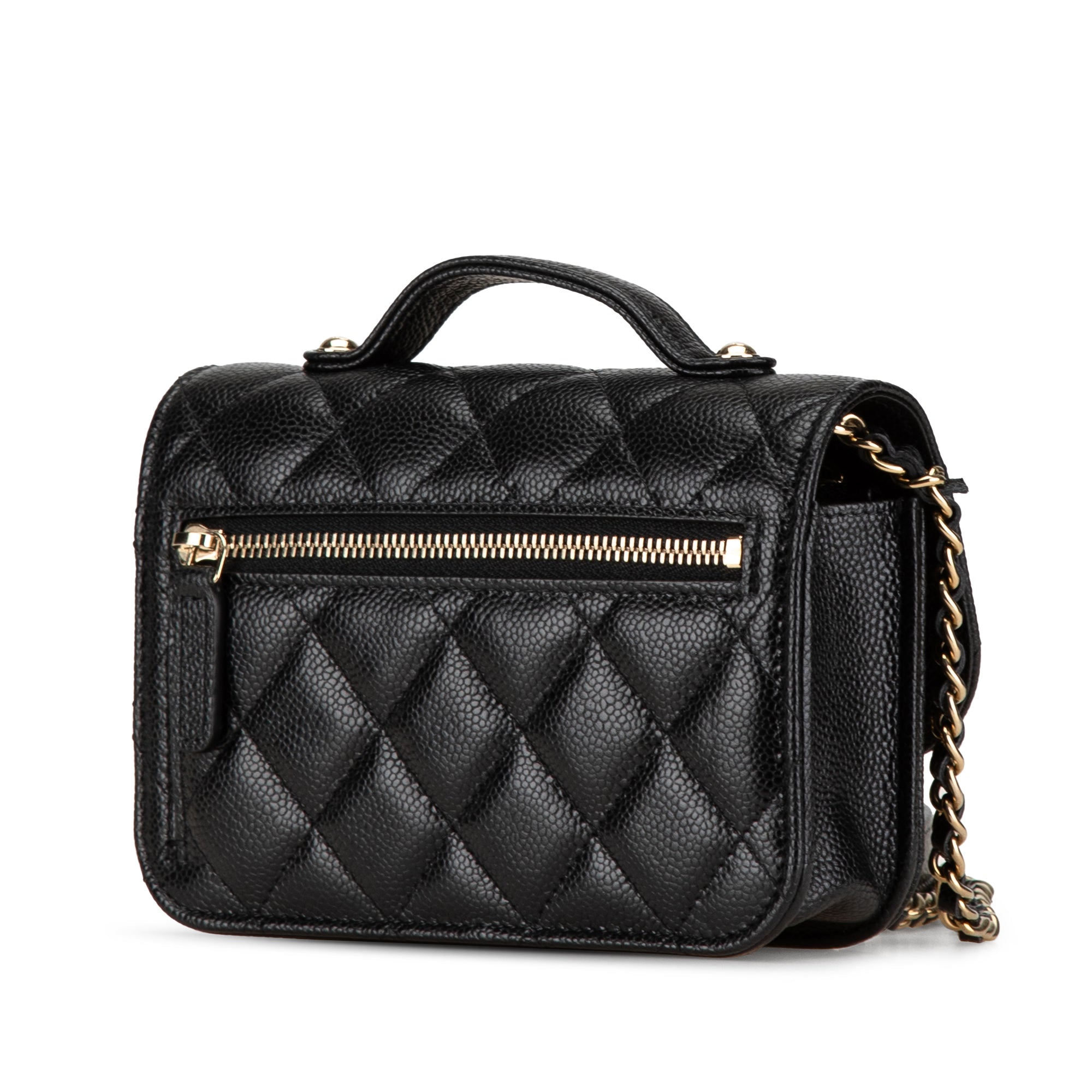 Chanel | Pre-Owned Mini Caviar Business Affinity Top Handle Bag | Black