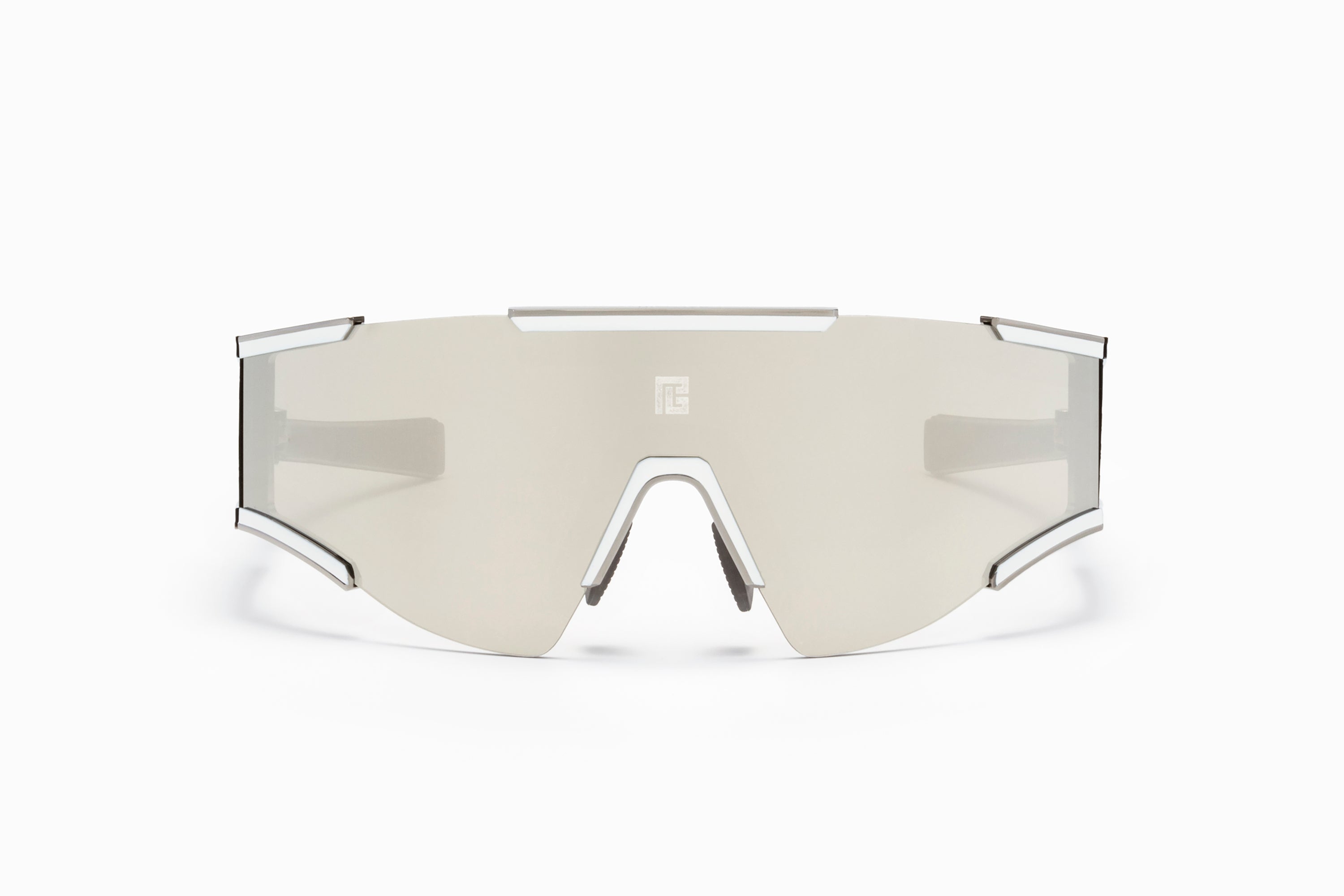 Unisex | Fleche Sunglass | Black Palladium - White Enamel - Matte Grey  | Dark Grey w/ Platinum Mirror