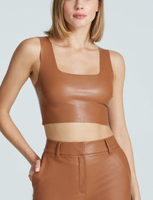 Sale: Faux Leather Squareneck Crop Top::Cocoa::