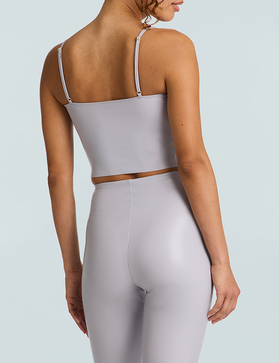 Faux Leather Cami Crop Top::Mist::Back