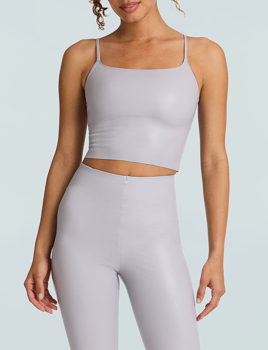 Faux Leather Cami Crop Top::Mist::Hover