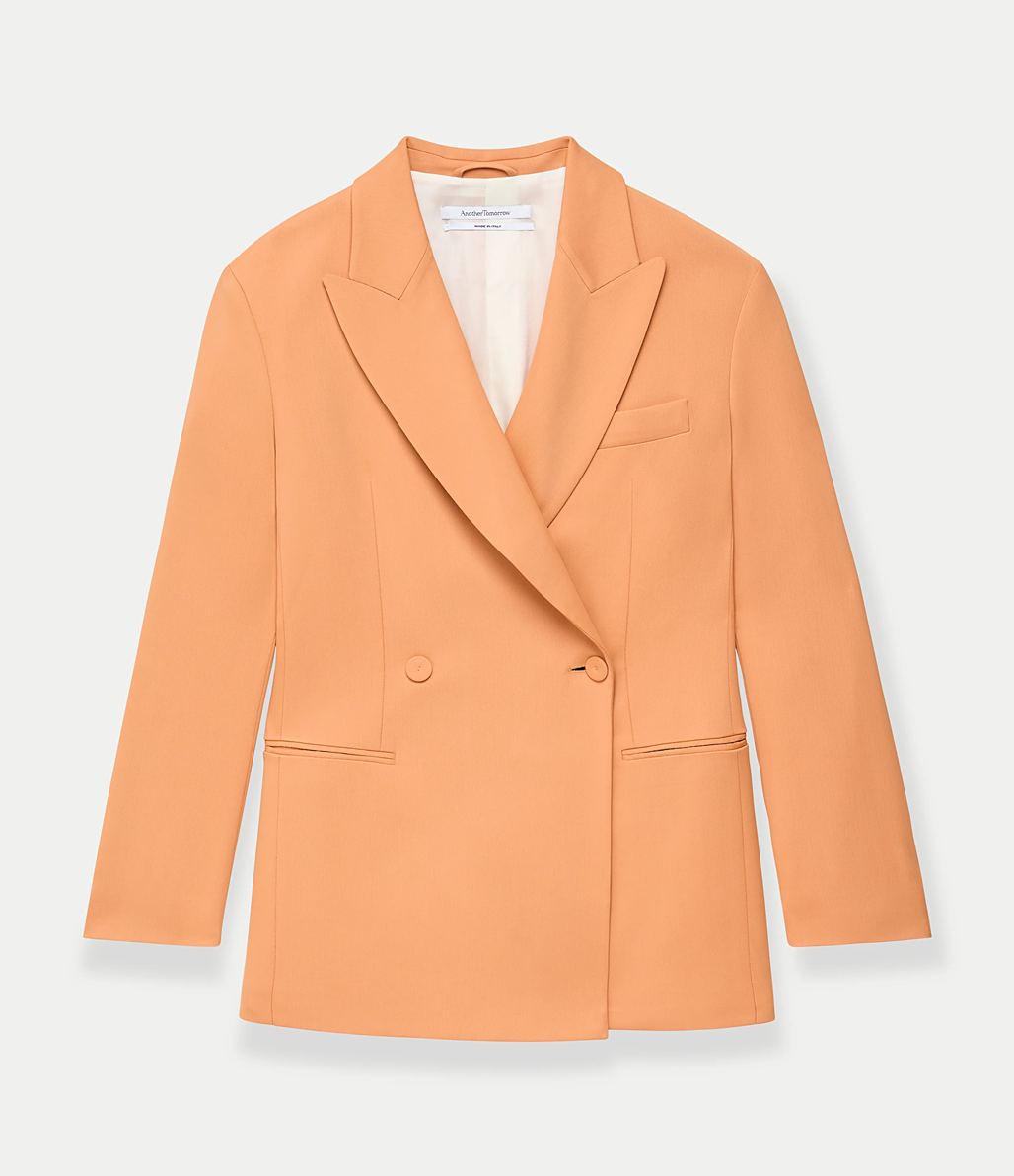 Another Tomorrow Fluid Double Breasted Jacket in Clay – Viscose Women's Jacket