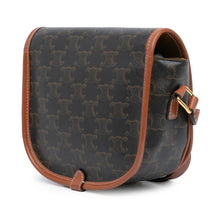 Celine | Pre-Owned Medium Triomphe Coated Canvas Folco Crossbody - II | Caramel/Dark Brown