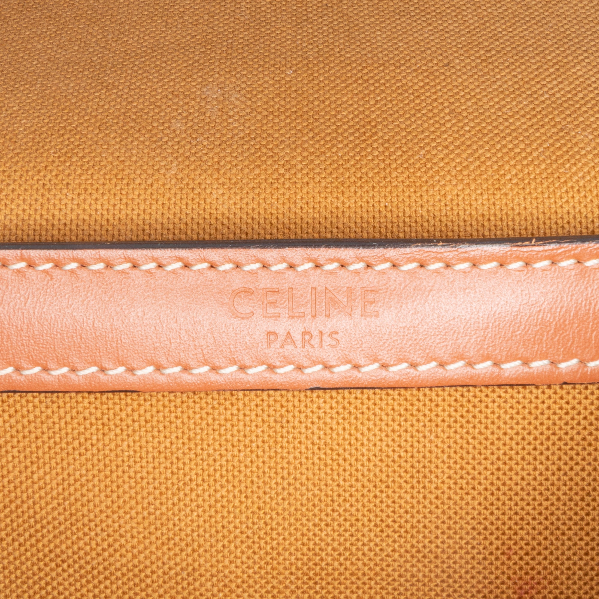 Celine | Pre-Owned Medium Triomphe Coated Canvas Folco Crossbody - II | Caramel/Dark Brown