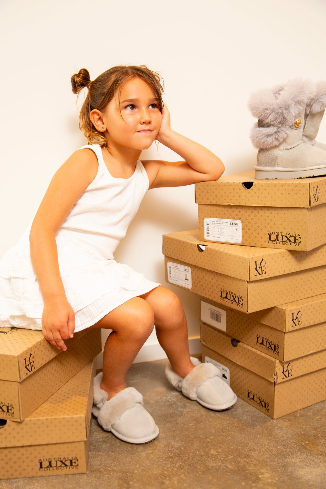 KIDS SLINGBACK MULE ICE GRAY (ELASTIC) - Australia Luxe Collective