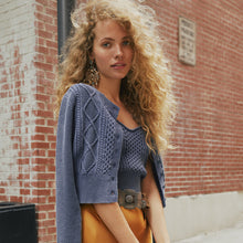 Navy Cable-Knit Cropped Cardigan - Dannijo
